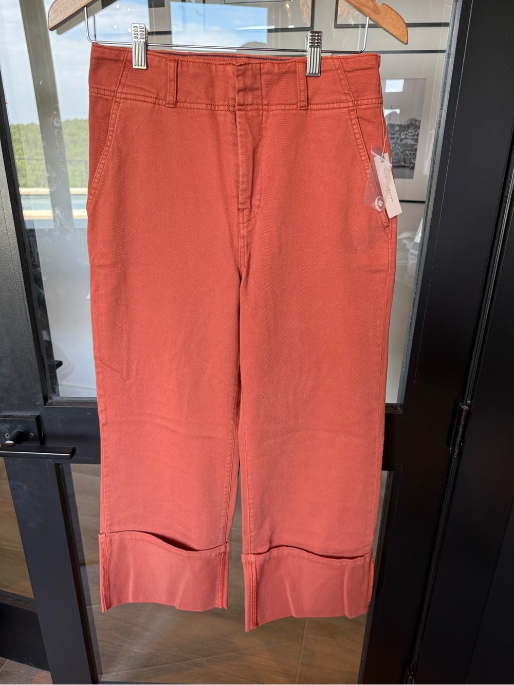 Pilcro Cropped Wide-Leg Jeans in Rust Orange - Picture 4 of 7
